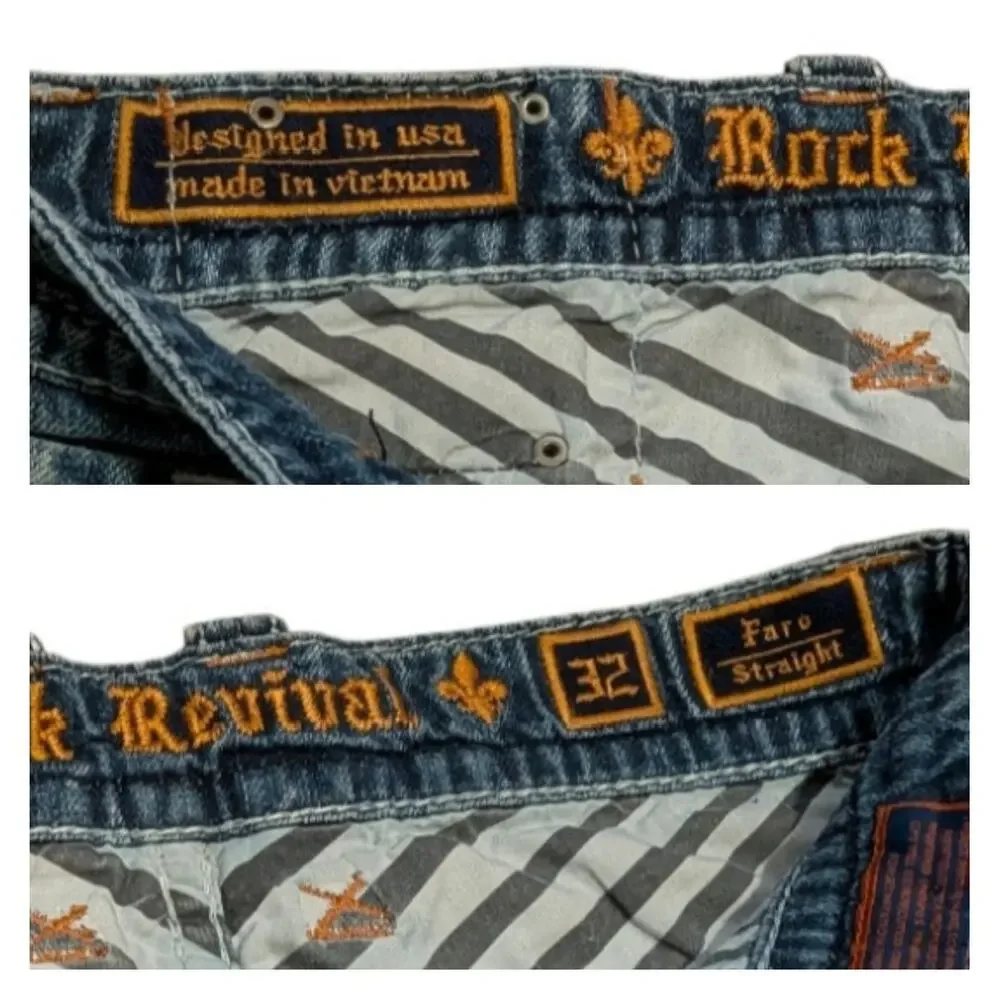 ROCK REVIVAL Faro Straight Leg Denim Jeans Men's 32 Light Blue Wash Y2K